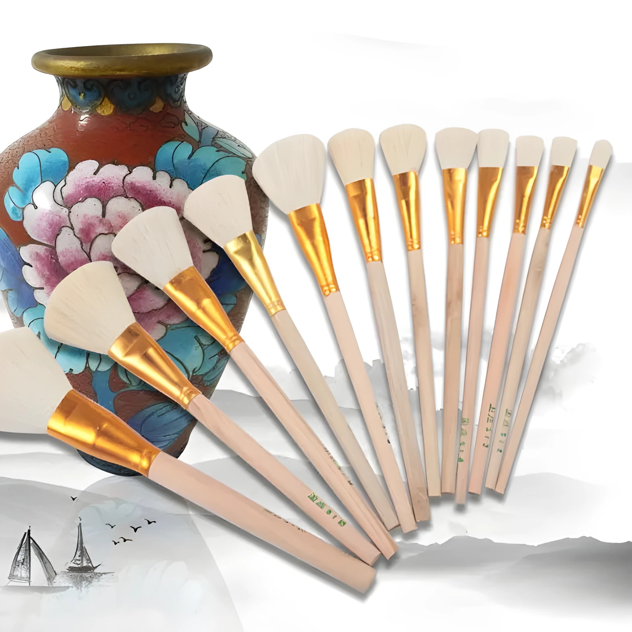 Painting pen with soft wool brush head for watercolour and oil painting in multiple sizes.