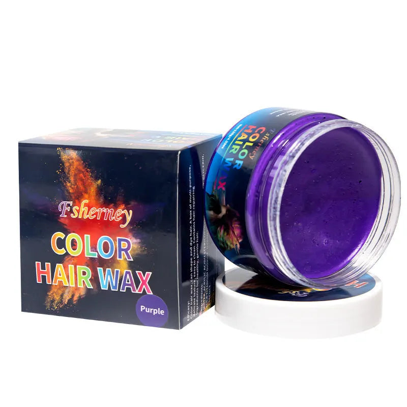 120g hair styling clay in nine colour options including blue, green, purple, rose red, and granny grey