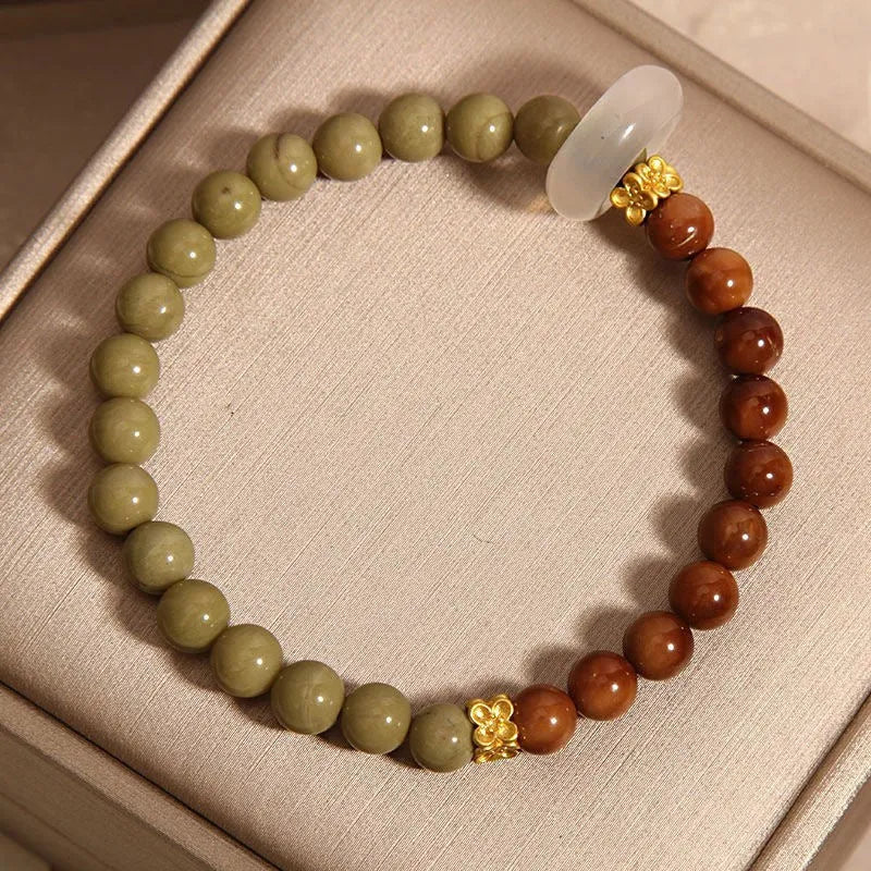 Green gradient women's bracelet with crown and diamond shapes in new Chinese style
