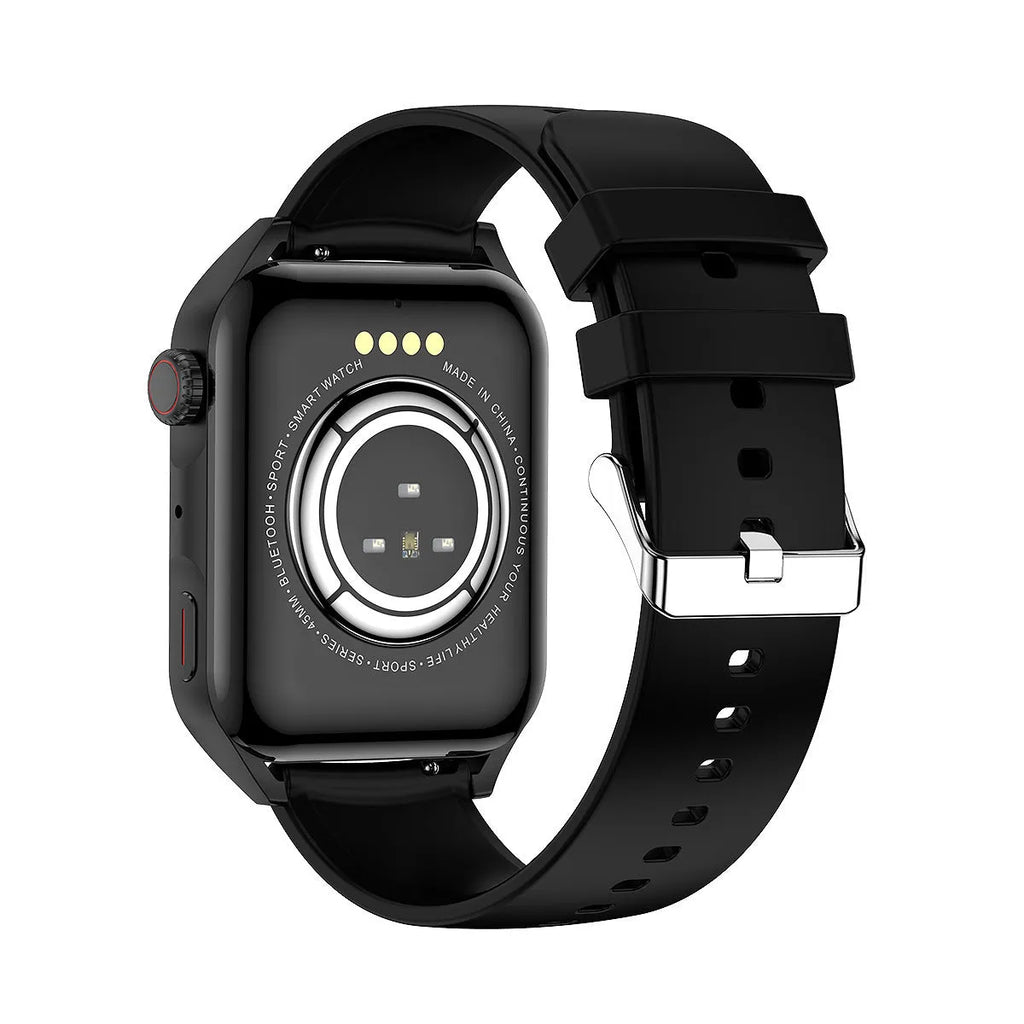 Smart watch with a 1.8-inch AMOLED screen on a silicone strap, showing a multi-dial display.