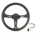 14-inch leather steering wheel with concave middle grip, showing black skeleton option