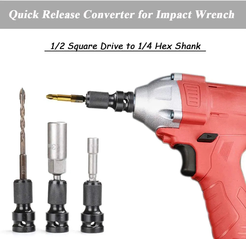Hexagonal handle scaling bit holder with telescopic sleeve for electric wrench socket adaptation