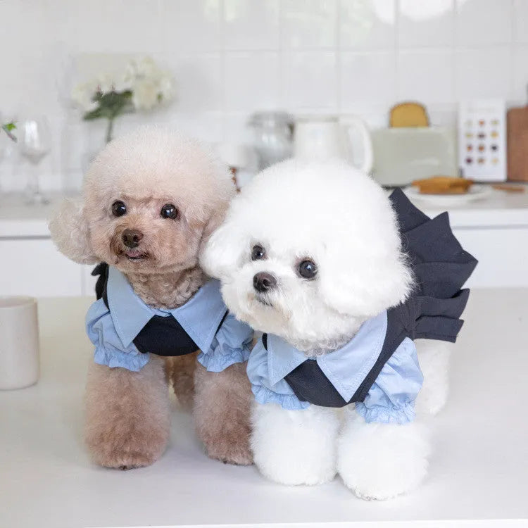 Dark grey polyester dog jumper or coat for pets on a hanger