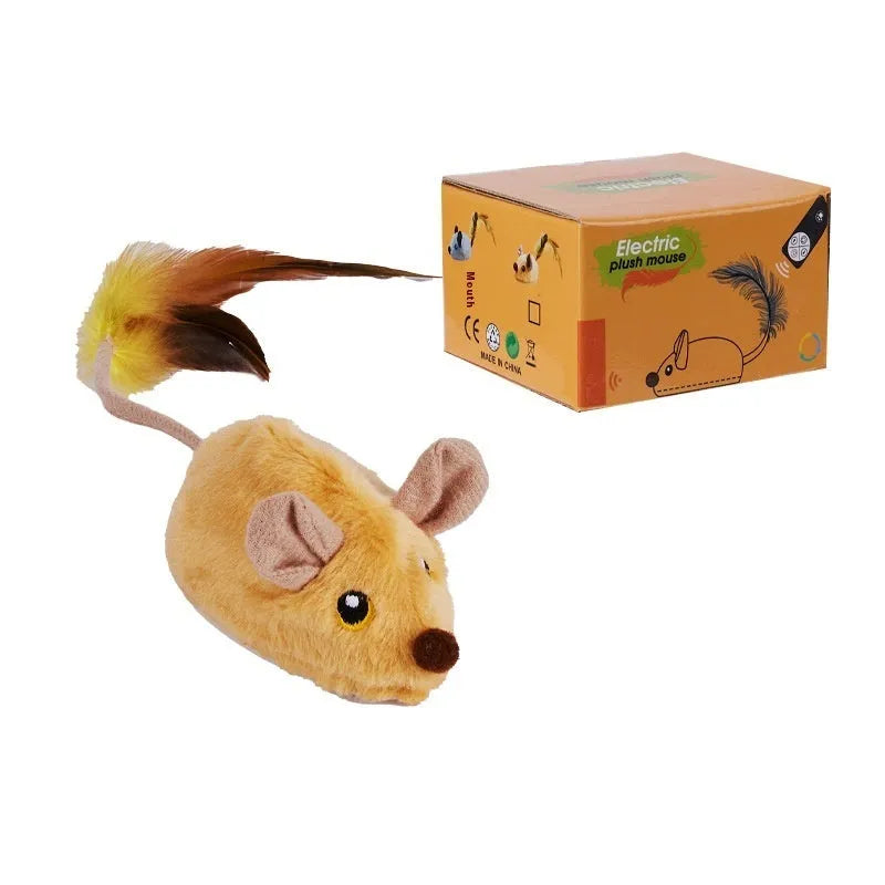 Electronic plush cat toy mouse with remote control for realistic feline play