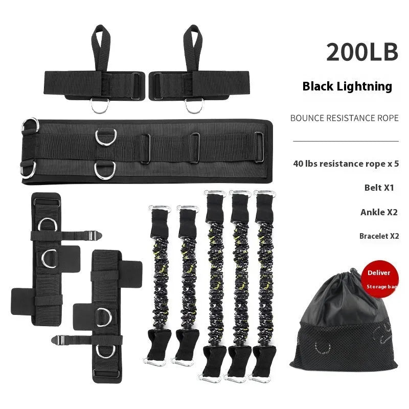 Colour-coded chest expander elastic belt with TPE tube for 100-300 lb resistance training.