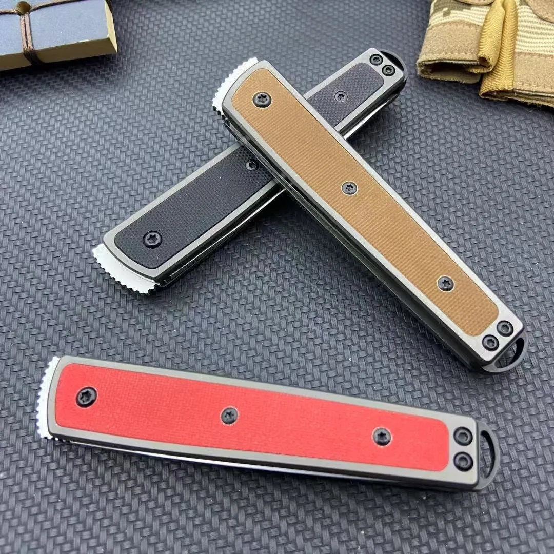 Folding fruit knife with stainless steel blade in black, red or coffee colour options