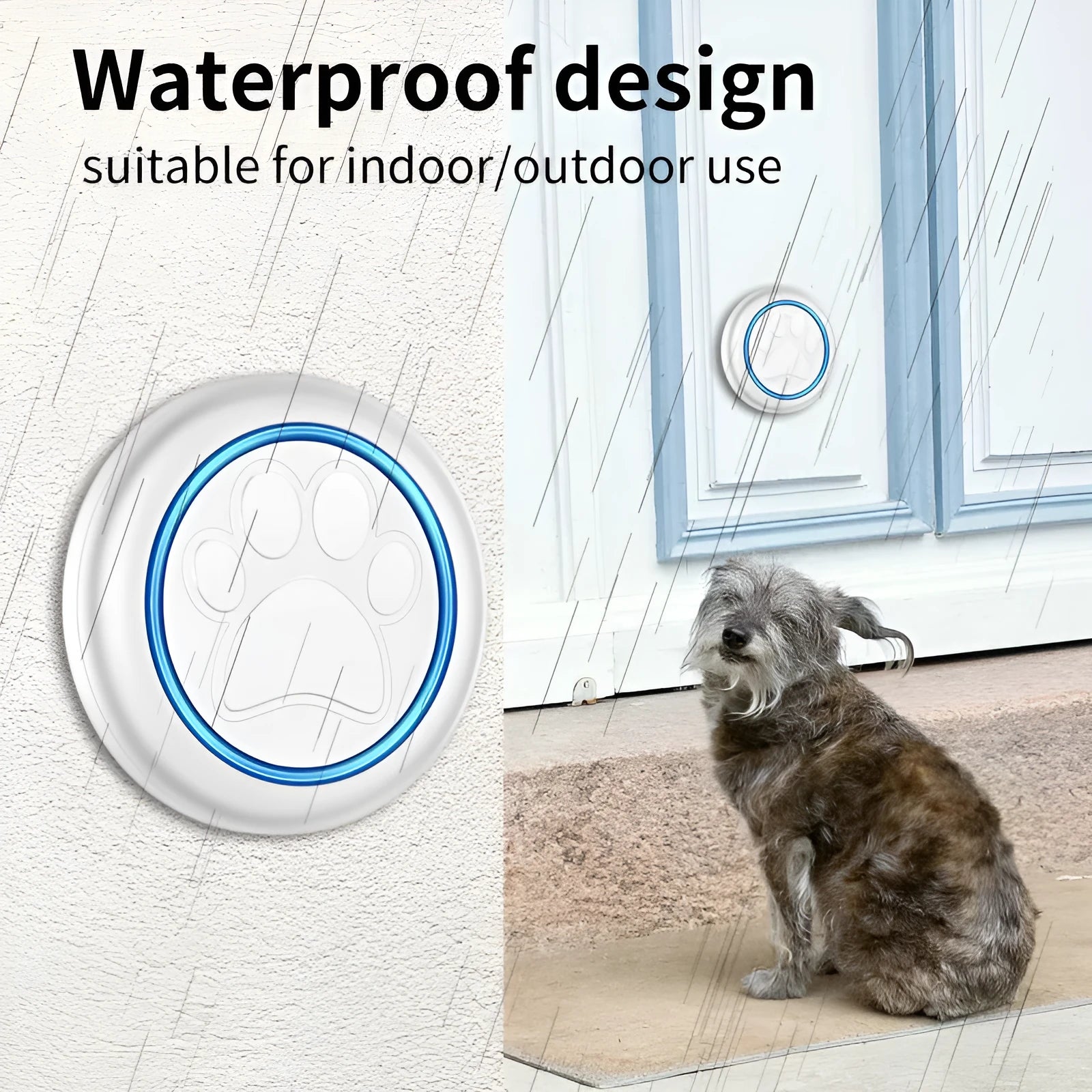 Wireless pet training doorbell with waterproof touch bell in black or white colours