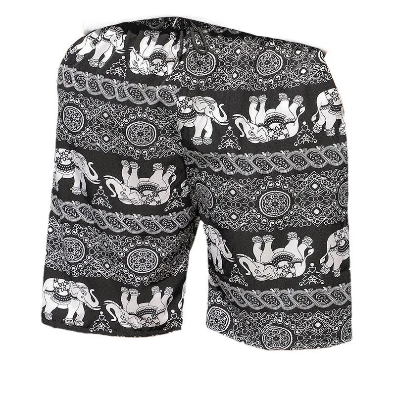 Men's loose-fitting striped beach trousers made from quick-drying ice silk fabric.