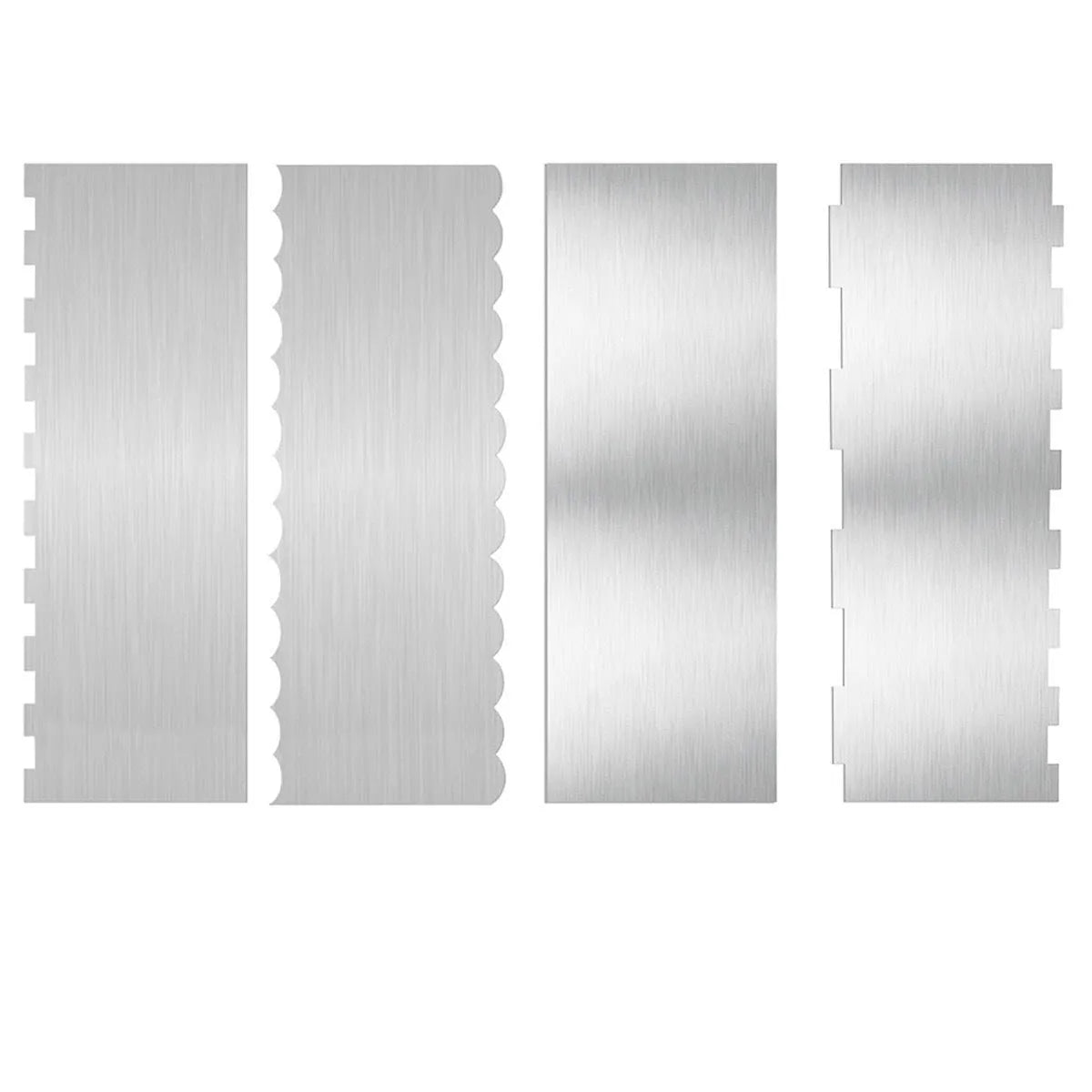 Stainless steel cake scraper with geometric polygon patterns for cake decorating