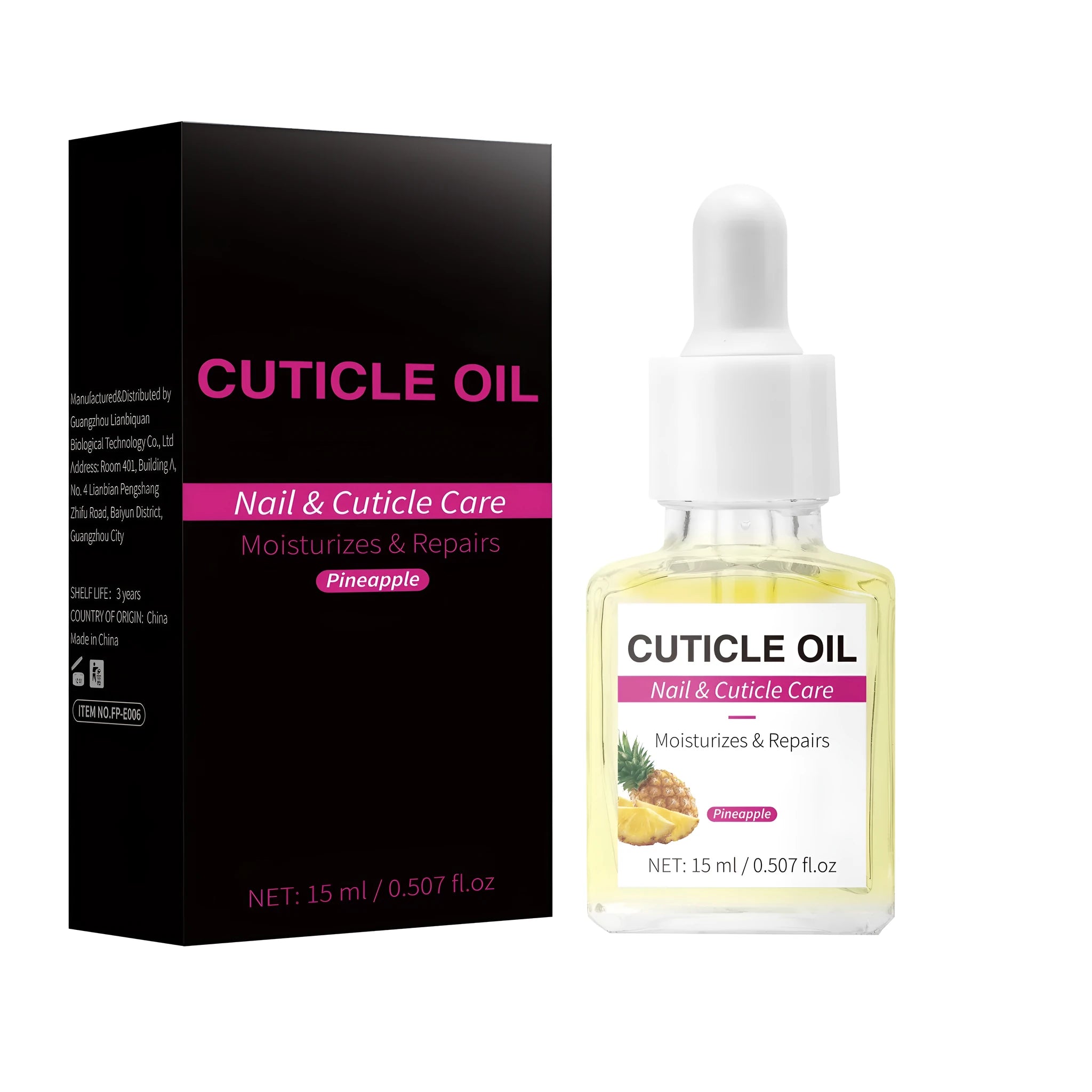 15ml nail cuticle oil bottle with dropper applicator for dry cuticle treatment