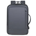 Black large capacity Oxford cloth men's backpack with curved shoulder strap, shown for business and travel use.