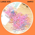 Pack of multicoloured thin TPU baby hair ties for toddlers in a reusable clear storage container.