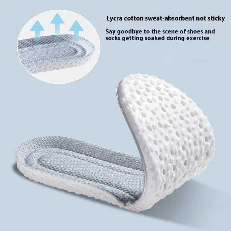Pair of grey PU foam sports insoles on a white background, showing trimmable edges.