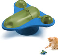 Interactive pet puzzle feeder with suction cup base showing bell, catnip and snack cabin components