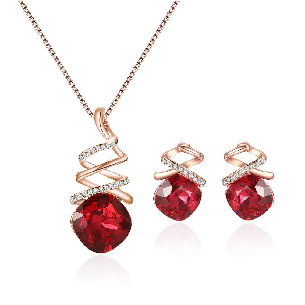 Women's alloy bridal jewellery set with water wave chain necklace and matching earrings.