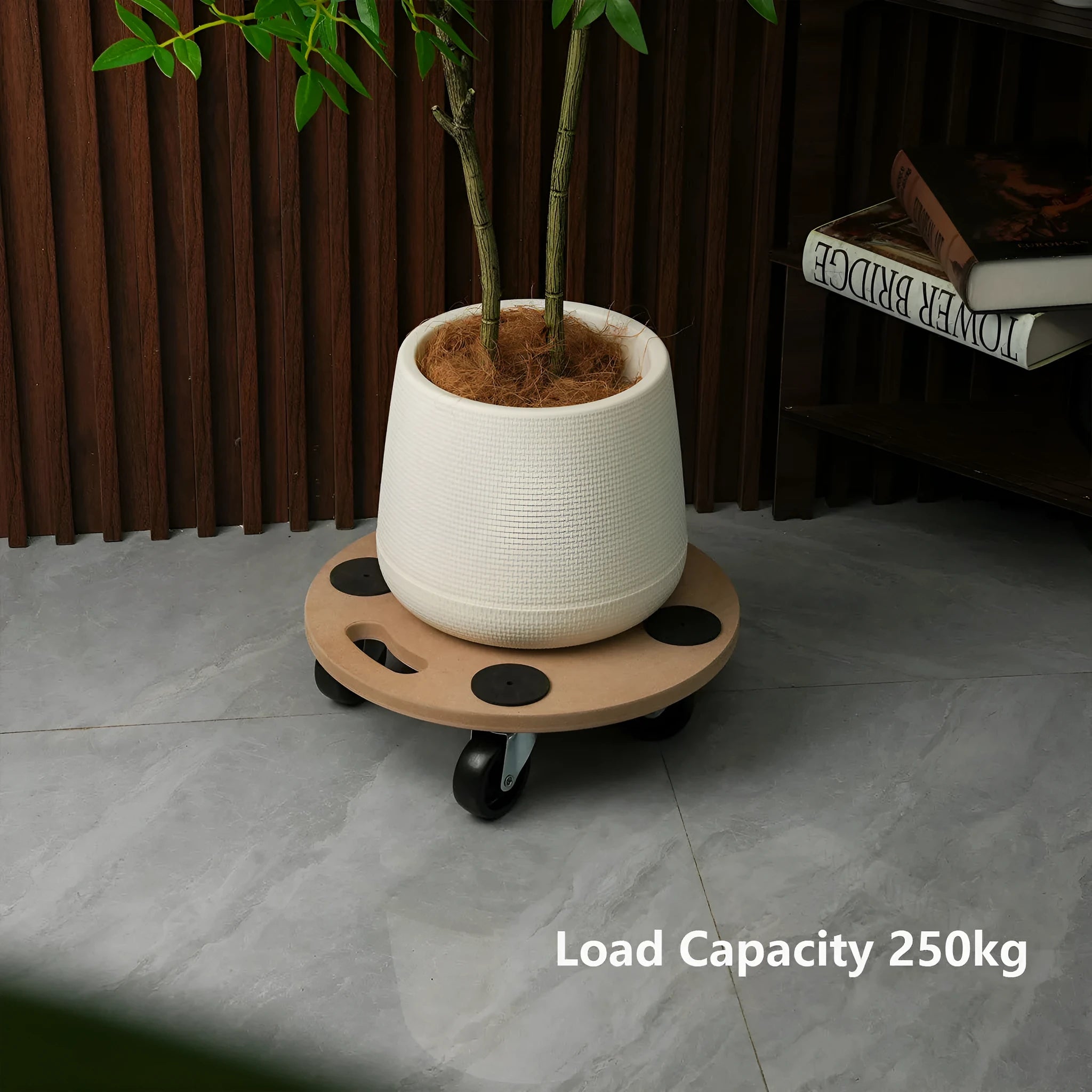 Two natural wood platform trolleys for moving furniture and heavy equipment