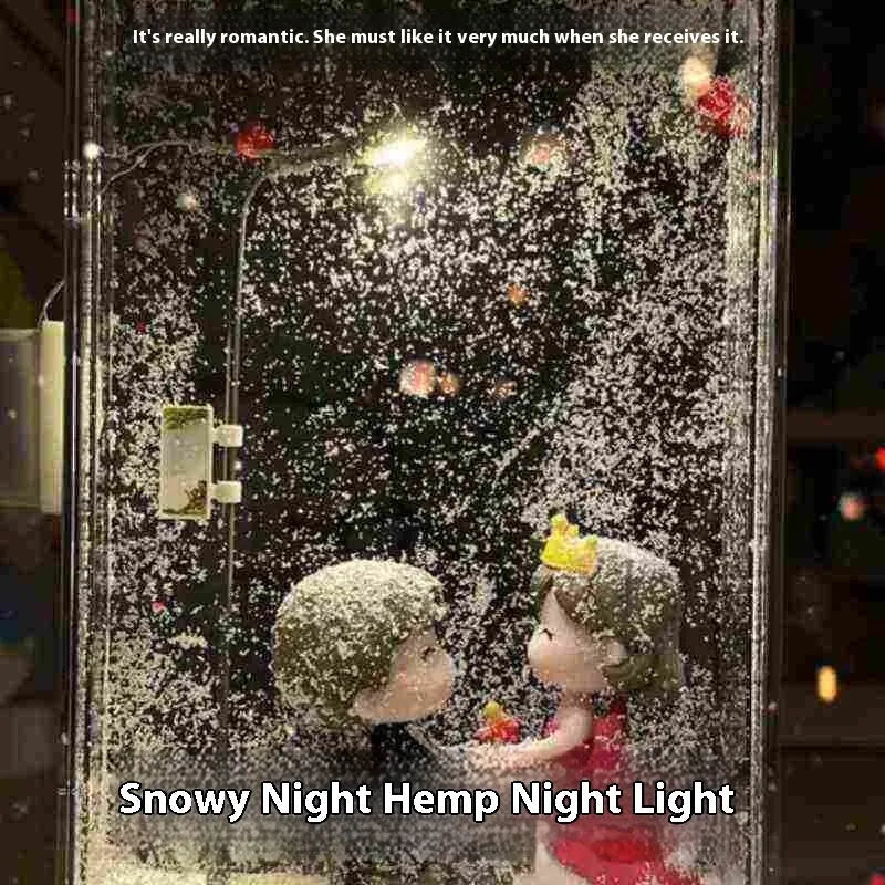 DIY snowy night light kit with snowflake decor and LED street light effect for desktop display