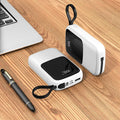 Portable power bank with multi-USB output, 104mm dimensions, black plastic shell