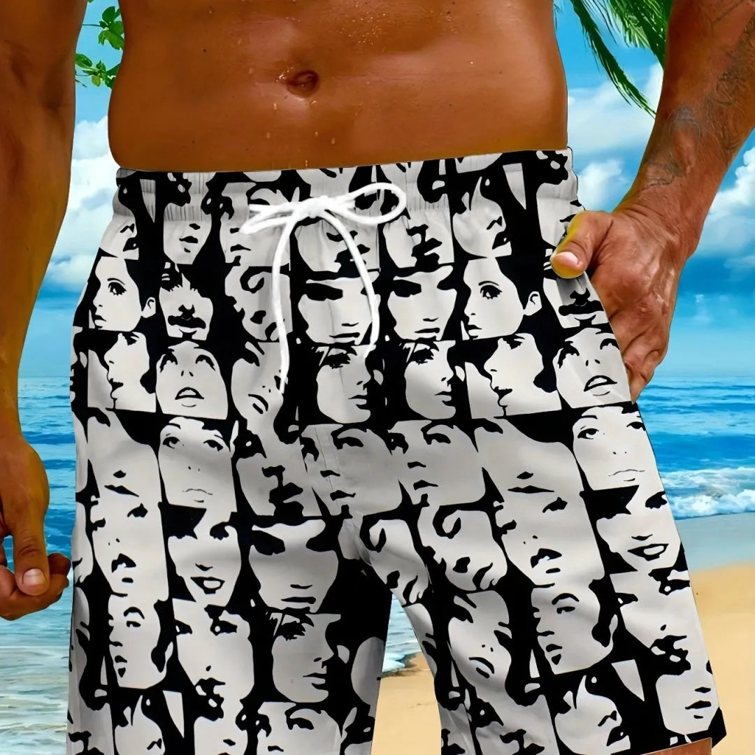 2025 summer men's casual shorts in breathable polyester, simple style, available in multiple colours