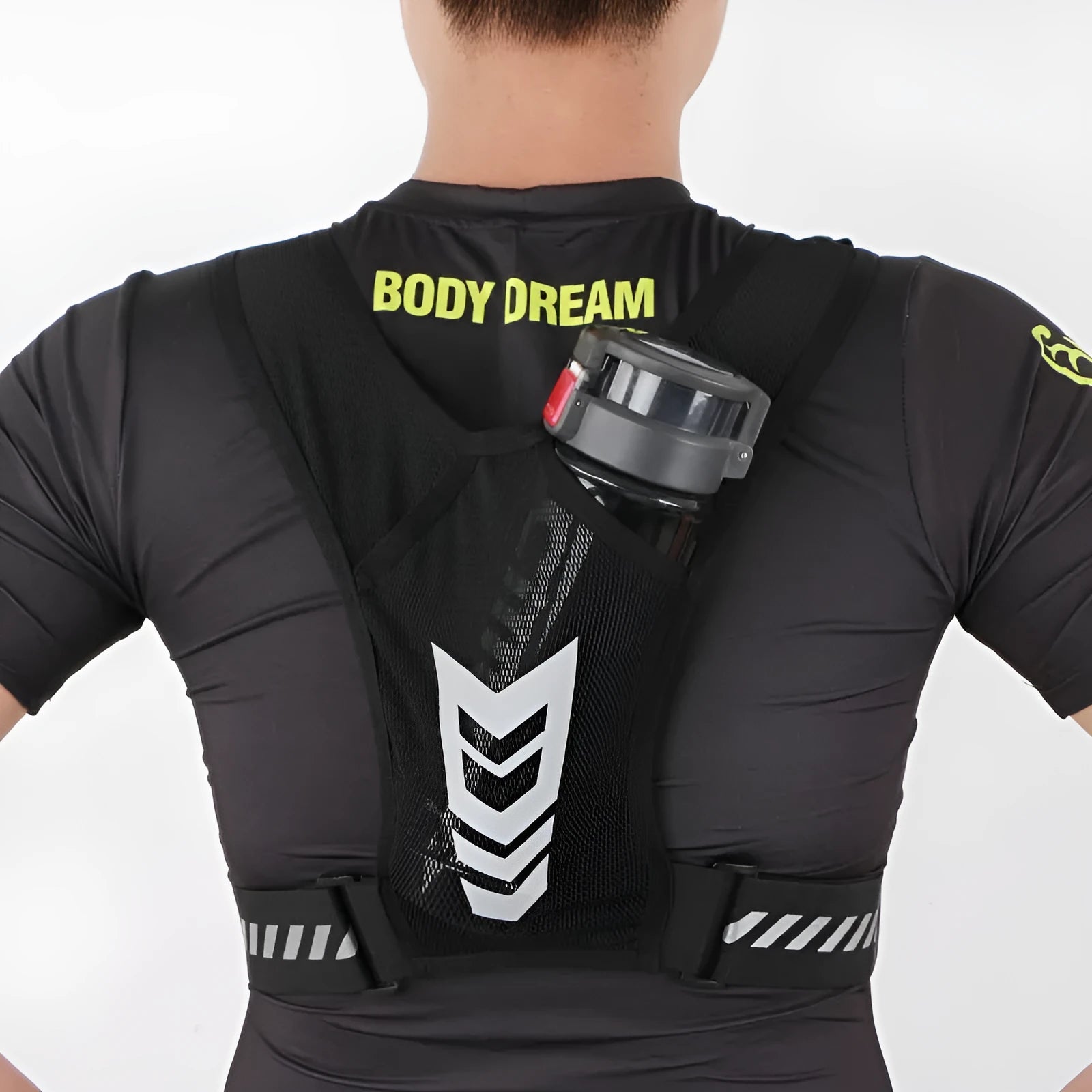 Breathable polyester chest bag in black, free size adjustable waist for outdoor sports and leisure travel
