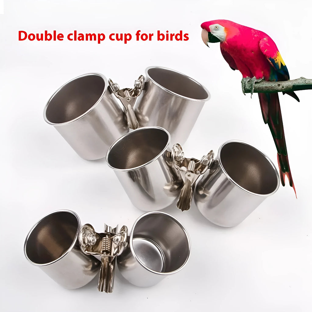 Stainless steel bird feeder for outdoor use in natural metallic colour.