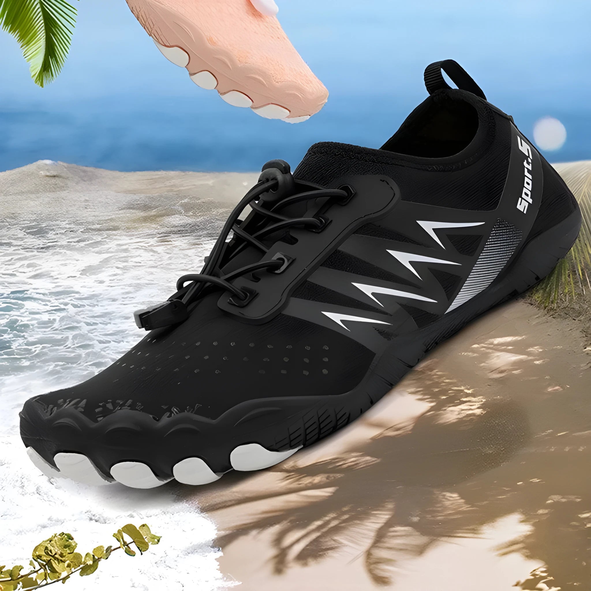 Low-top river tracing shoes with mesh upper in apricot colour on natural rubber sole