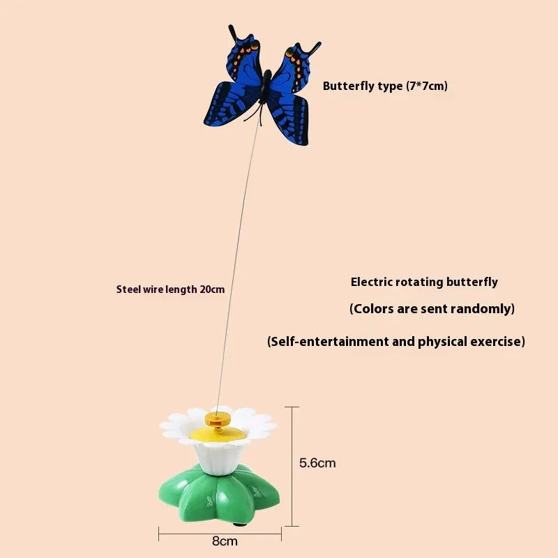 Automatic cat teaser electric rotation toy with plastic body in butterfly colour option