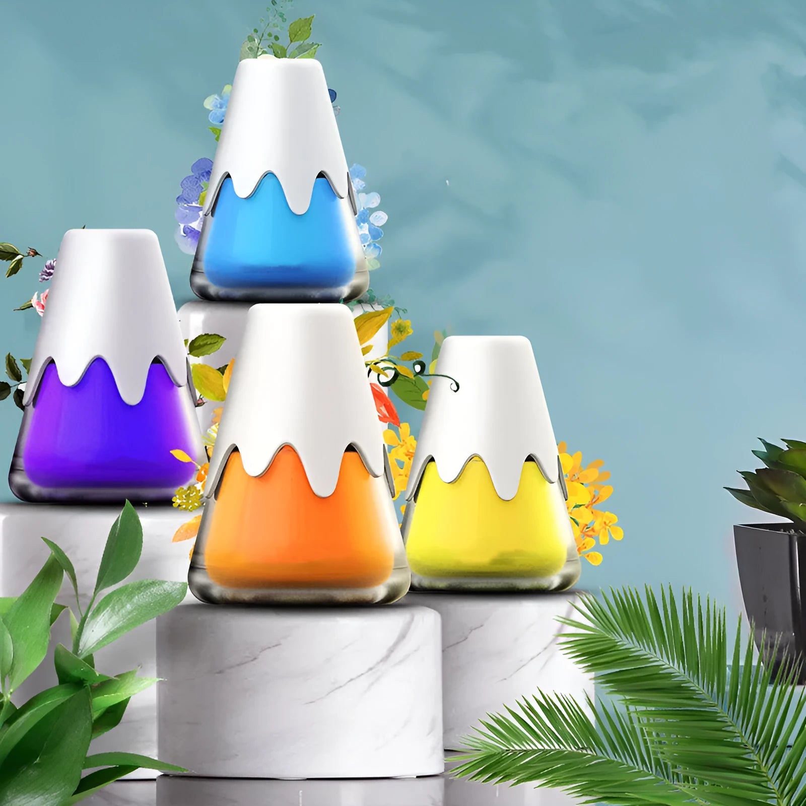 Glass car aromatherapy diffuser with fragrance cream measuring 9.1 by 6.9 cm