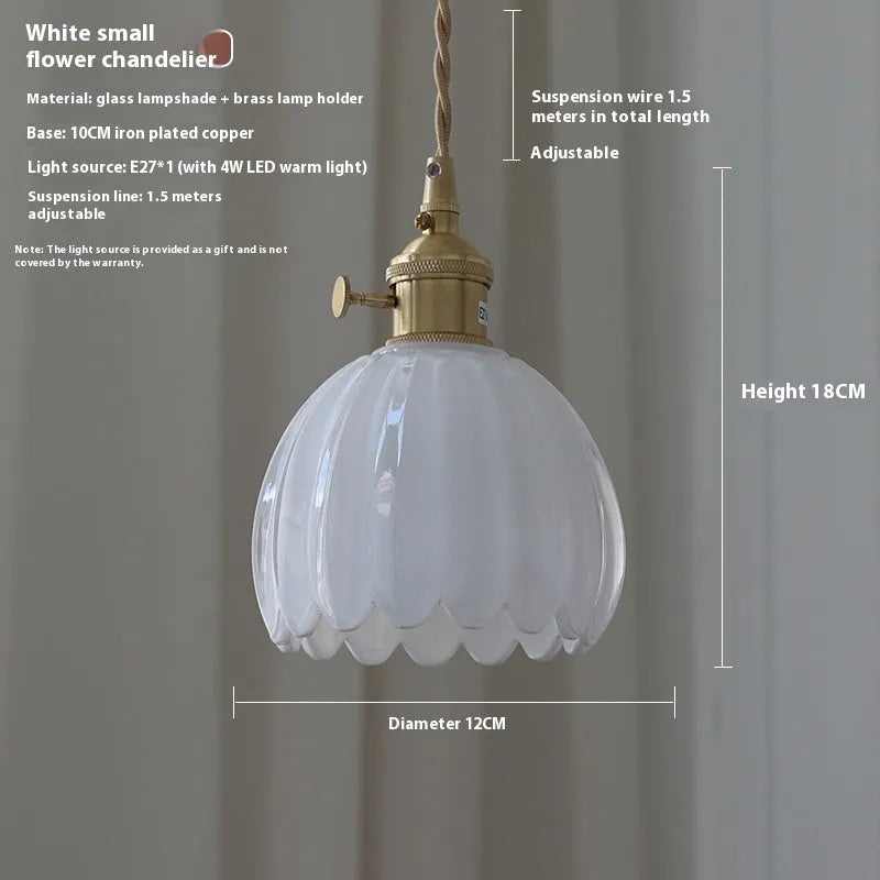 Vintage glass flower chandelier with Nordic design in amber, white, green, transparent, or smoky grey