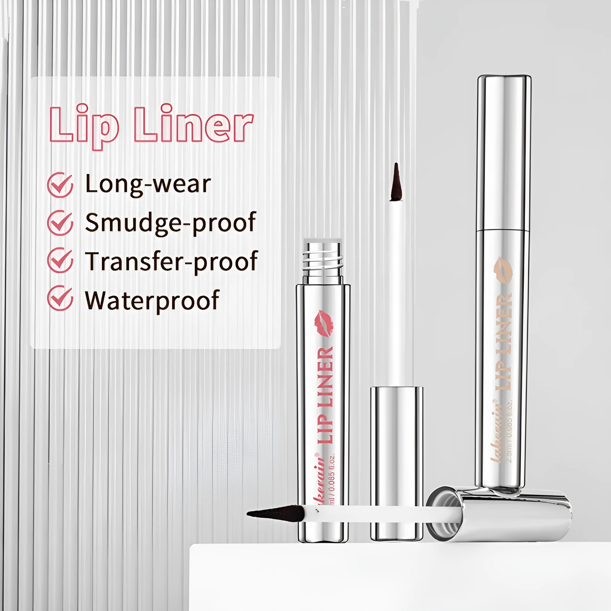 Matte finish pointed toe lip liner pencil in tear and pull design