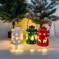 LED Christmas candle lantern with flickering flame effect in wrought iron Nordic style decoration