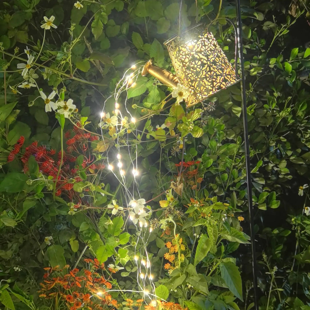 Solar-powered wrought iron butterfly kettle lamp for outdoor courtyard decoration