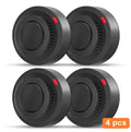 WiFi smart home smoke alarm detector black ceiling mounted with 20m detecting range 80db alarm 4 pack