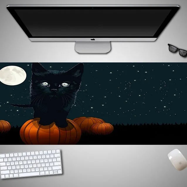Oversized Halloween-themed computer mouse pad with a non-slip rubber cloth base.