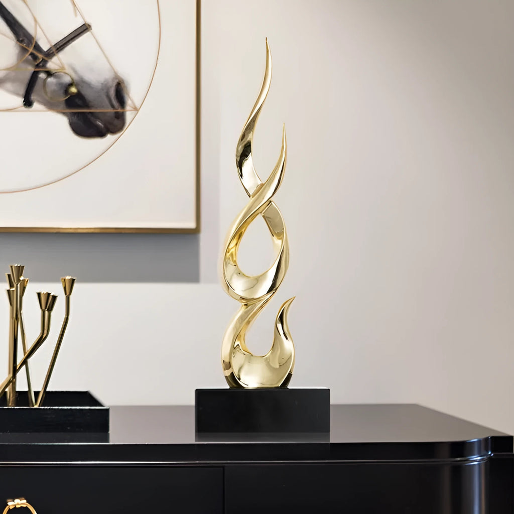 Modern minimalist plastic resin festival decoration ornament in bright gold.