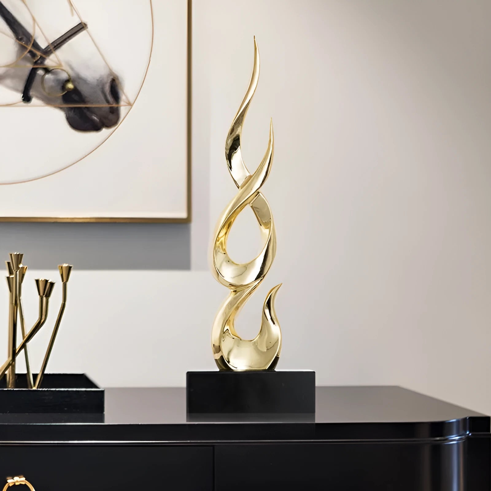 Modern minimalist plastic resin festival decoration ornament in bright gold.