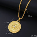 Geometric gold-coloured alloy pendant necklace with inlaid zircon stones for women.