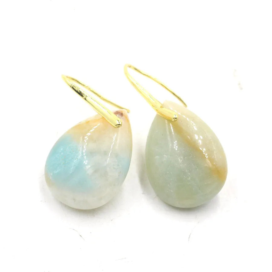 Geometric water drop crystal earrings with electroplated finish in multiple colour options