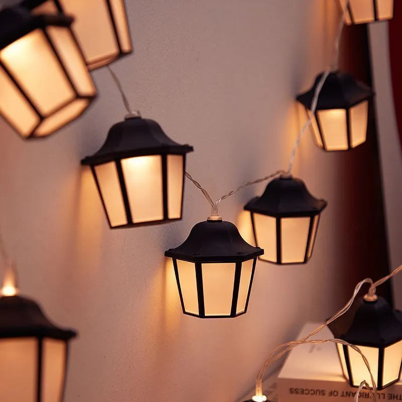 Solar retro lamp LED lighting chain with 10 warm white lantern bulbs on a 3.5-metre chain for garden villa decoration