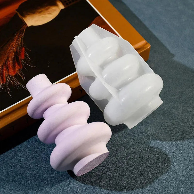 Three layer circle vase silicone mold for resin casting and baking in geometric design