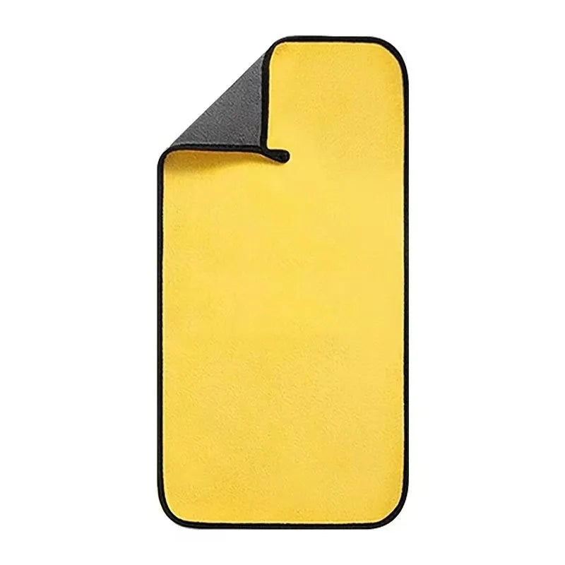 Traceless thickened microfiber car wash towel in yellow and grey, 30x60CM double-sided