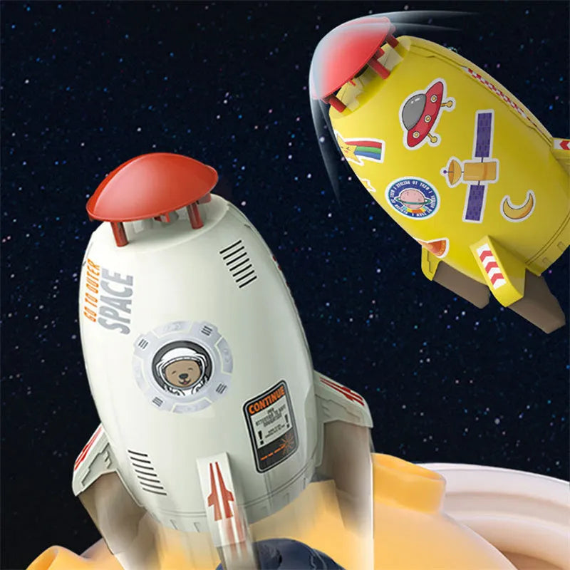 Yellow ABS plastic rocket launcher water toy for kids outdoor garden play.