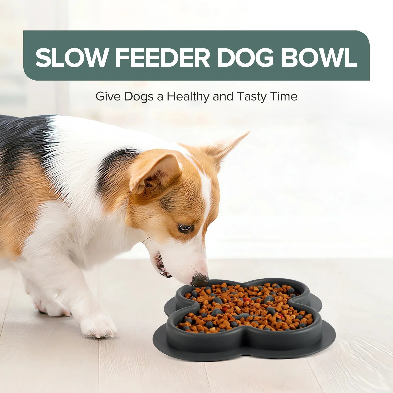 Silicone pet licking pad mat in green colour, measuring 19cm by 21cm with a textured non-slip surface