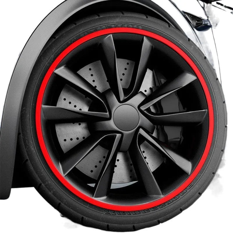 Set of four 18-inch car wheel hub guard circles in assorted colours showing scratch-resistant rim protection rings