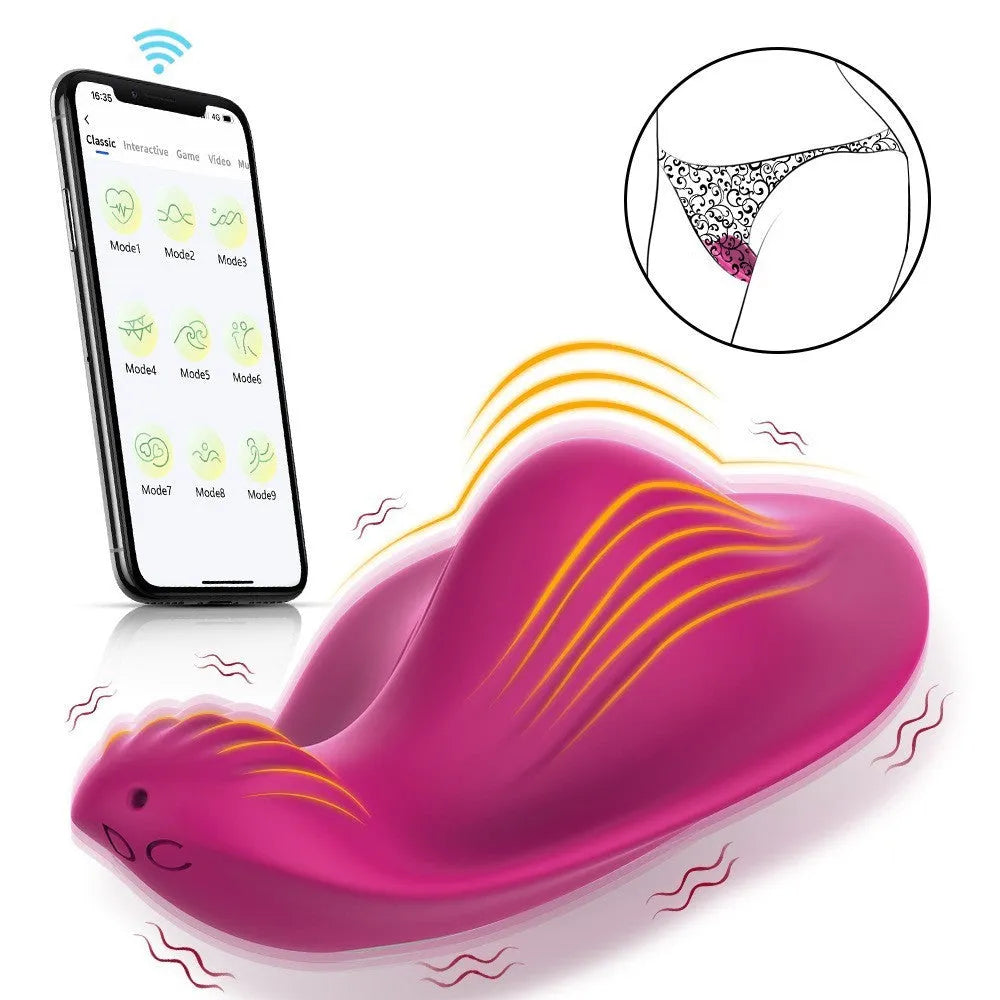 Rose red APP remote control wearable female massager with cute butterfly design