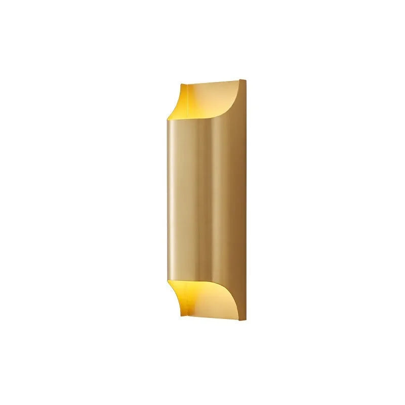 Modern minimalist full copper wall lamp brushed copper finish square shape staircase accent light