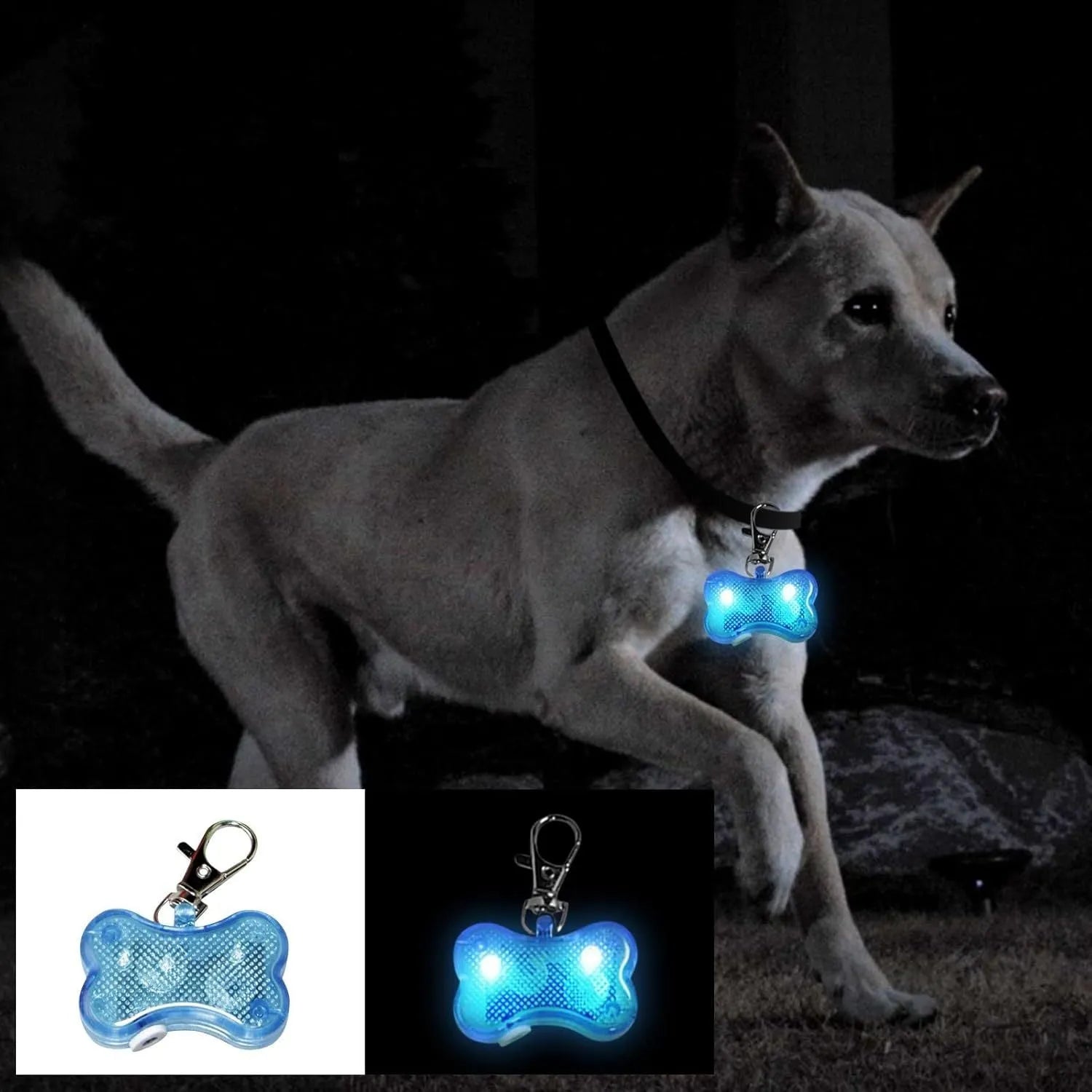 LED luminous bone-shaped pendant for pet collars with three flash modes