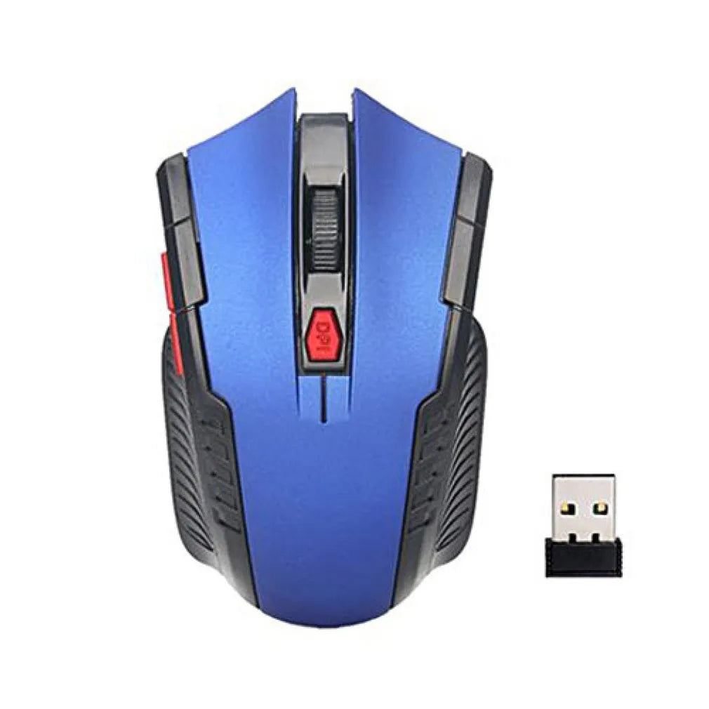 2.4G optical wireless mouse with six keys and four-way roller, shown in black