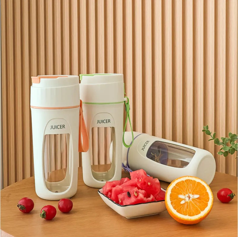 Portable USB blender with borosilicate glass cup in fresh orange colour
