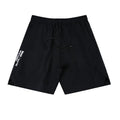 Men's black quick-drying sports running shorts with contrast side panels, shown in a size L.